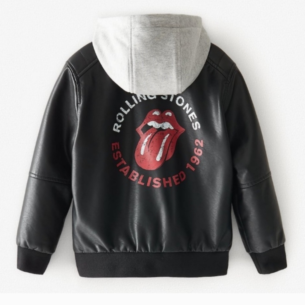 Zara kids The Rolling Stones Biker jacket Size 8 Bikercore